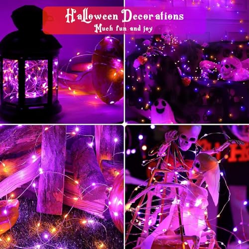 Image of Halloween String Lights 4 Pack Fairy Lights Battery Operated Orang Purple