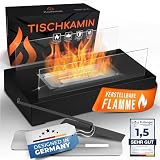 flammtal - Tischkamin [3h Brenndauer] - Tischfeuer für Indoor & Outdoor - Bio Ethanol Kamin mit verstellbarer Flamme & Sicherheitsglas - Bioethanol Tischkamin - Verbreitet angenehme Wärme- Balkon Deko