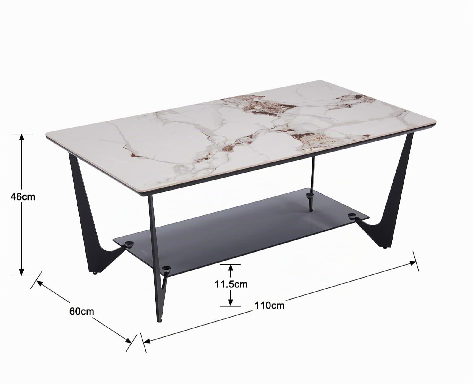 Ya-Home Tavolino Salotto Tavolino da Caffè Tavolino con Ripiano in Vetro Tavolino Basso da Divano Tavolo Salotto Moderno per Soggiorno/Camera da letto/Ufficio, Bianca
