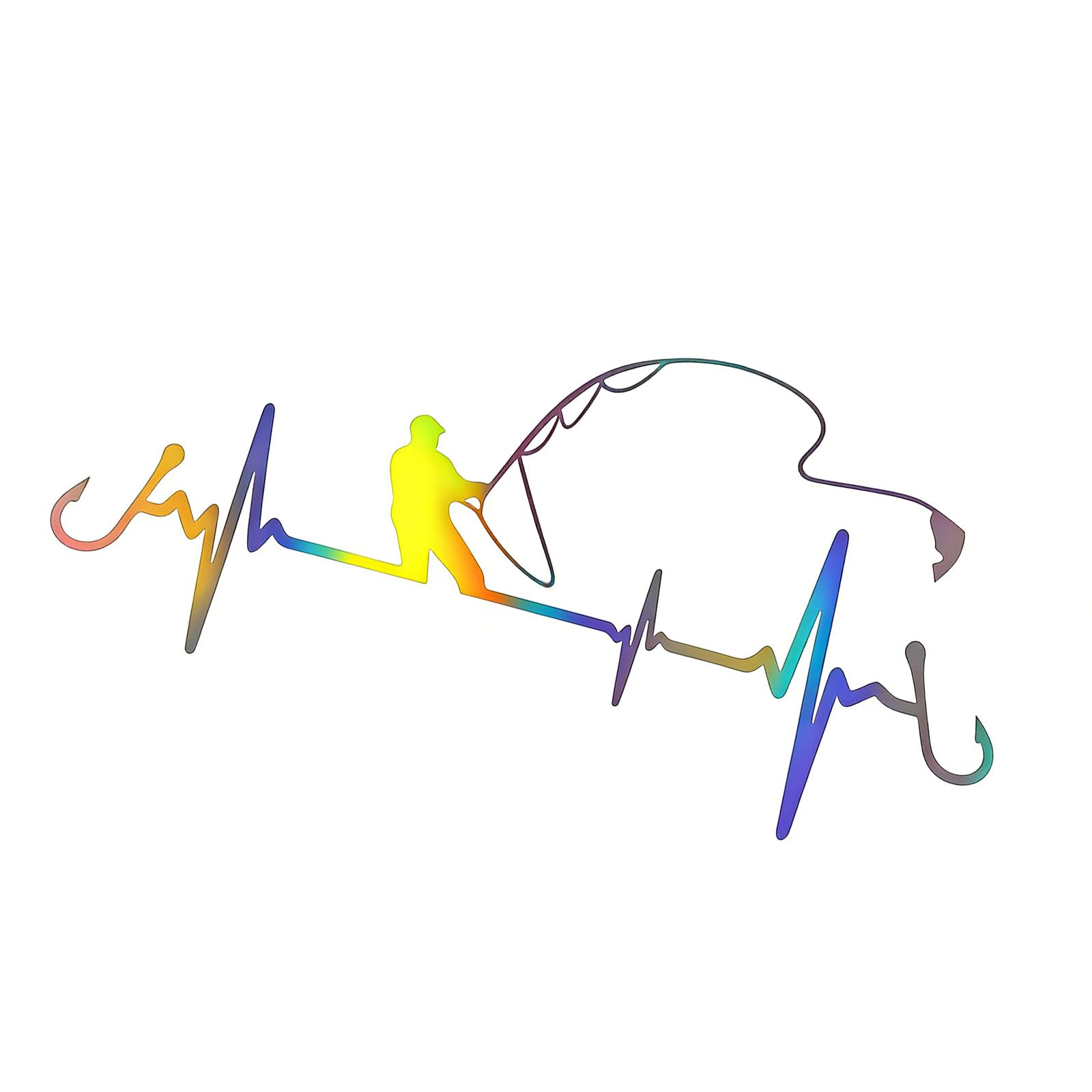Easy Applying 3 Color Fishing Heartbeat Print Sticker for Scooter Fairing Easy Applying Fishing Heartbeat Print Vinyls Decal for Scooter Front Fairing and Automobile Window
