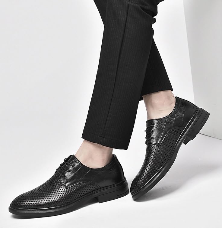 Men's Modern Leather Slip On Pointed Toe Derbys Shoes Classic Formal Business Shoes Lace-up Casual Comfortable Walking Shoes for Men3