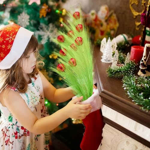 Hierba de pampa artificial verde lima para rellenar el árbol de Navidad sin soltar pelusa 8