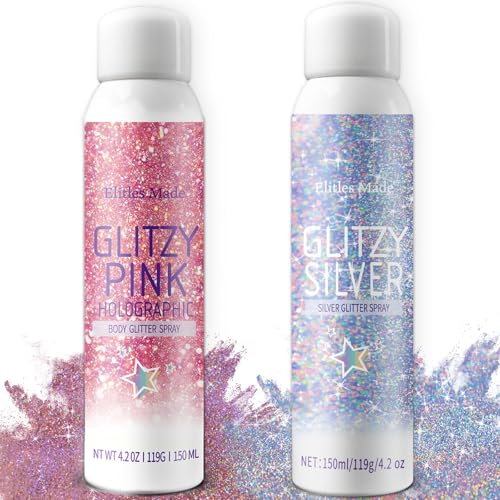 Spray para el cabello con purpurina, 2 piezas de purpurina para el cabello, brillo corporal, spray brillante para el cabello y el cuerpo, brillante holo rosa para el cuerpo, adecuado para niños y