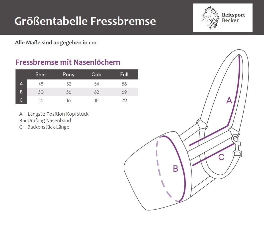 NETPROSHOP Fressbremse Beweidungsmaske mit Nasenlöchern Shetty Pony Cob Full XL, Größe: Cob, Farbe: Schwarz
