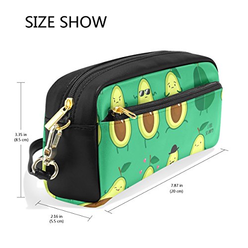 Yzgo Pencil Case Funny Cute Avocados Emoticon Portable Pen Organizer Cosmetic Bag Pu Leather Large Capacity For Travel #TOP2
