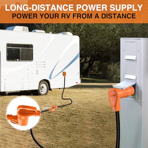 Image of Nilight 25FT 50 Amp RV Extension Cord with Adapter 30Amp to 50Amp 250V Heavy Duty 6 /3+8 /1 Gauge Pure Copper STW Wire UL ETL Listed 4 Prong 14-50P 14-50R Weatherproof Suit for Generators Camper