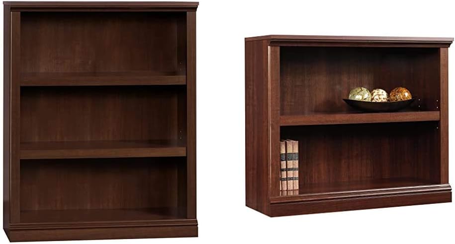 Sauder 3 Shelf Bookcase, Select Cherry finish & 2-Shelf Bookcase, Select Cherry finish