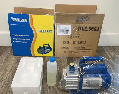 Zeny FBA_D1-1090A@#JA0681 3.5Cfm Single-Stage 5 Pa Rotary Vane Economy Vacuum Pump 3 Cfm 1/4Hp Air Conditioner Refrigerant Hvac Air Tool R410A 1/4 Inch Flare Inlet Port thumb #6