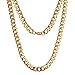 Men Gold Necklace Chain, Gold Plated Figaro Chain Link, Stainless Steel 8mm Wide Curb Hip Hop Chian Necklace 24Inch