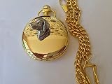 A23 SM Labrador Testa del cellulare in oro lucido Mens regalo orologio da tasca al quarzo fob Made in Sheffield