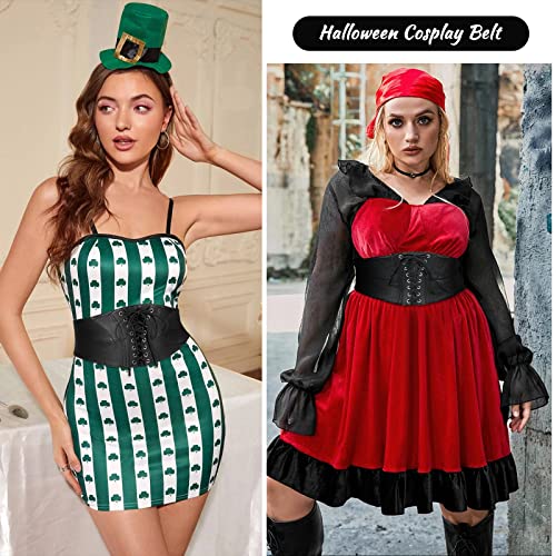 Women Elastic Corset Belt Lace-Up Tied Waspie Costume Waist Belts For Halloween, Brown,S #TOP2