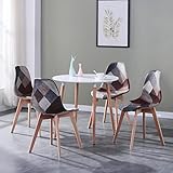 【Sillas de cocina con diseño de mosaico】: sillas de comedor de retazos de tela de alta calidad con cojín de asiento suave y patas de haya maciza, elegantes y ergonómicas, crean un ambiente cómodo