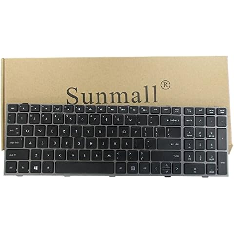 SUNMALL New Laptop Keyboard with Frame for HP ProBook 4540s 4540 4545s Series Compatible with Part Number 702237-001 683491-001 701485-001 Grey Frame US Layout Cover