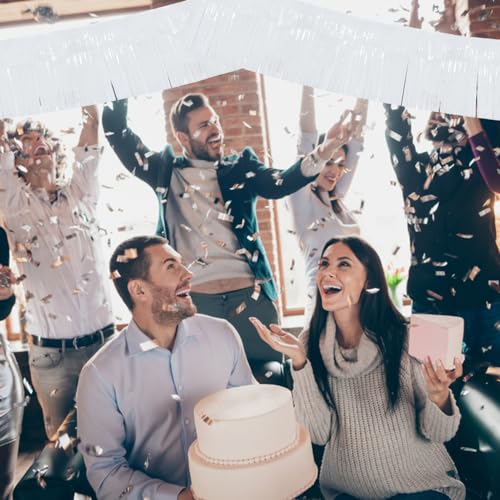 Image of BEISHIDA 3 Packs Metallic Foil Fringe Garland Macaron White Wall Hanging Tinsel Fringe Banners for Car Floats Bridal Shower Wedding Birthday Easter Graduation Holiday Party Decoration(30 Feet)
