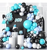 Black Blue Balloon Arch,BTZO Balloons Garland Kit With Metallic Silver White Teal Blue Balloons f...