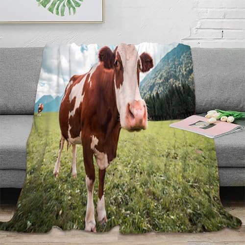 Plaid vache 3D microfibre ultra douce couverture chaude toutes saisons - 2