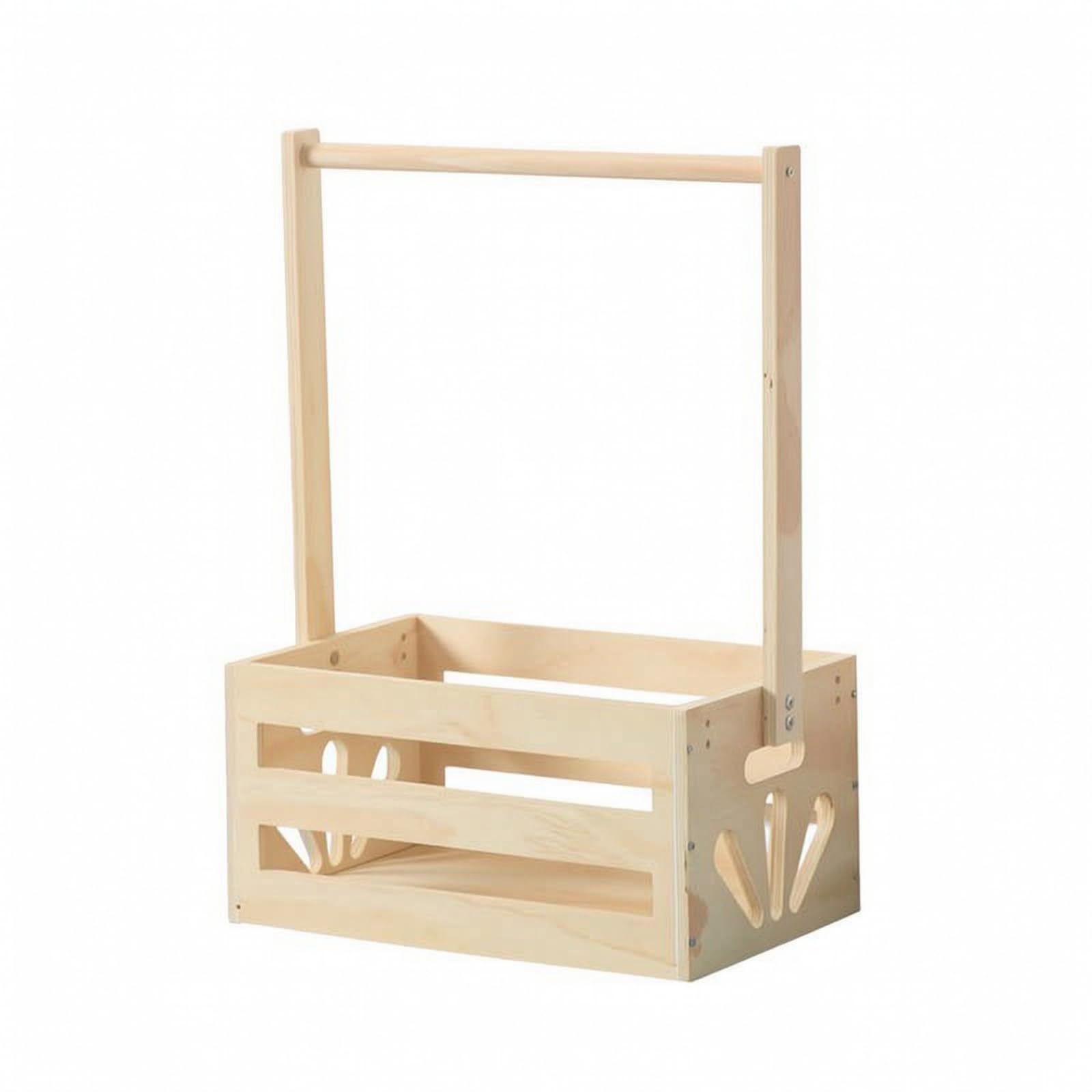 Gralara Cestino con Maniglie in Legno | Pannelli Laterali a Doghe, Cestino oggetti con Manico, Naturale, per Bagno, Casa, Neonati, Goccia D