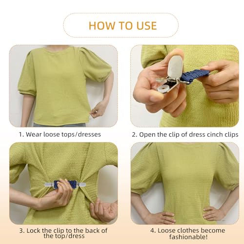 Image of 6 Pieces Dress Clips Back Cinch Set,5.5inch Scarf,Sweater,Clothes,Shawl,Retro Cardigan Collar,Travel Hat,Dress Shirt Brooch Clip for Women Girl Decor