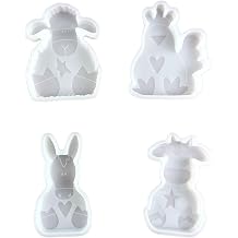 4Pcs Farm Animal Resin Molds, Animal Silicone Molds for Soy Wax Candle, Soap, Plaster, DIY Crafts, Sheep, Chick, Donkey, Cow