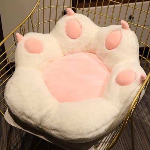 Firecos Cojín de Asiento de Pata de Gato 50cm, Cojín de Suelo con Almohada Extraíble, Cojín de Felpa Lindo en Forma de Pata, Cojín de Sillón Suave para Comedor Dormitorio Oficina (Blanco 50cm) Cover