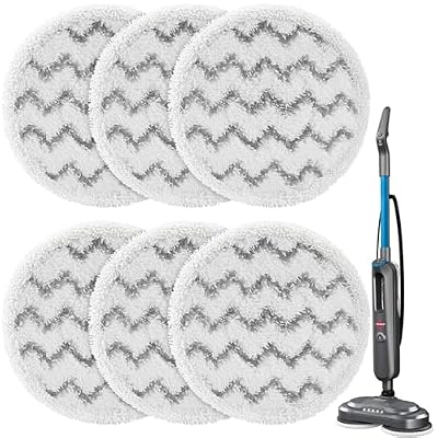 iSingo 6 Pack 3897A / 3712 Rotating Steam Mop Pads Replacement for Bissell SpinWave SmartSteam Scrubbing Steam Mop Cleaner 【Models 3897A/3712 ONLY】, Washable Reuseable Refill Pads