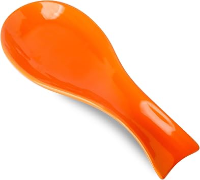 Hasense Spoon Rest for Stove Top, Cooking Spoon Holder for Kitchen Counter, Porcelain Utensil Rest for Spatula, Ladle and Tong, Modern Classic Kitchen Coffee Bar Decor, Housewarming Gift, Orange