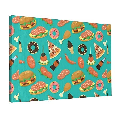 Toile hamburger 30x45 cm - Peinture colorée sans cadre BONDIJ