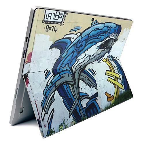 Image of MightySkins Carbon Fiber Skin for Microsoft Surface Pro 7 - Robo Shark | Textured Carbon Fiber Finish | Easy to Apply, Remove, and Change Styles | Made in The USA,Model Number: CF-MISURPR7-Robo Shark