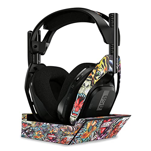 Image of MightySkins Glossy Glitter Skin Compatible with Astro A50 Wireless Headphones + Base Station (Gen 4) - Old School Tattoo | Protective, Durable High-Gloss Glitter Finish | Easy to Apply