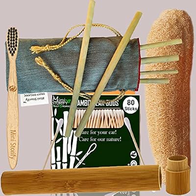 Mini Storify Truly Organic 1.Bamboo Cotton ear buds/swabs|80 Stems|1.Kids bamboo tooth brush-Oral Cleaning, |1.bamboo tr
