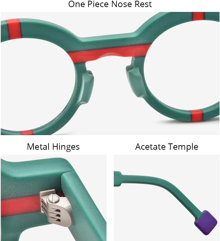 HEPIDEM Multicolor Acetate Glasses Frame Women,Oversize Round Optical Eyeglasses - Image 6