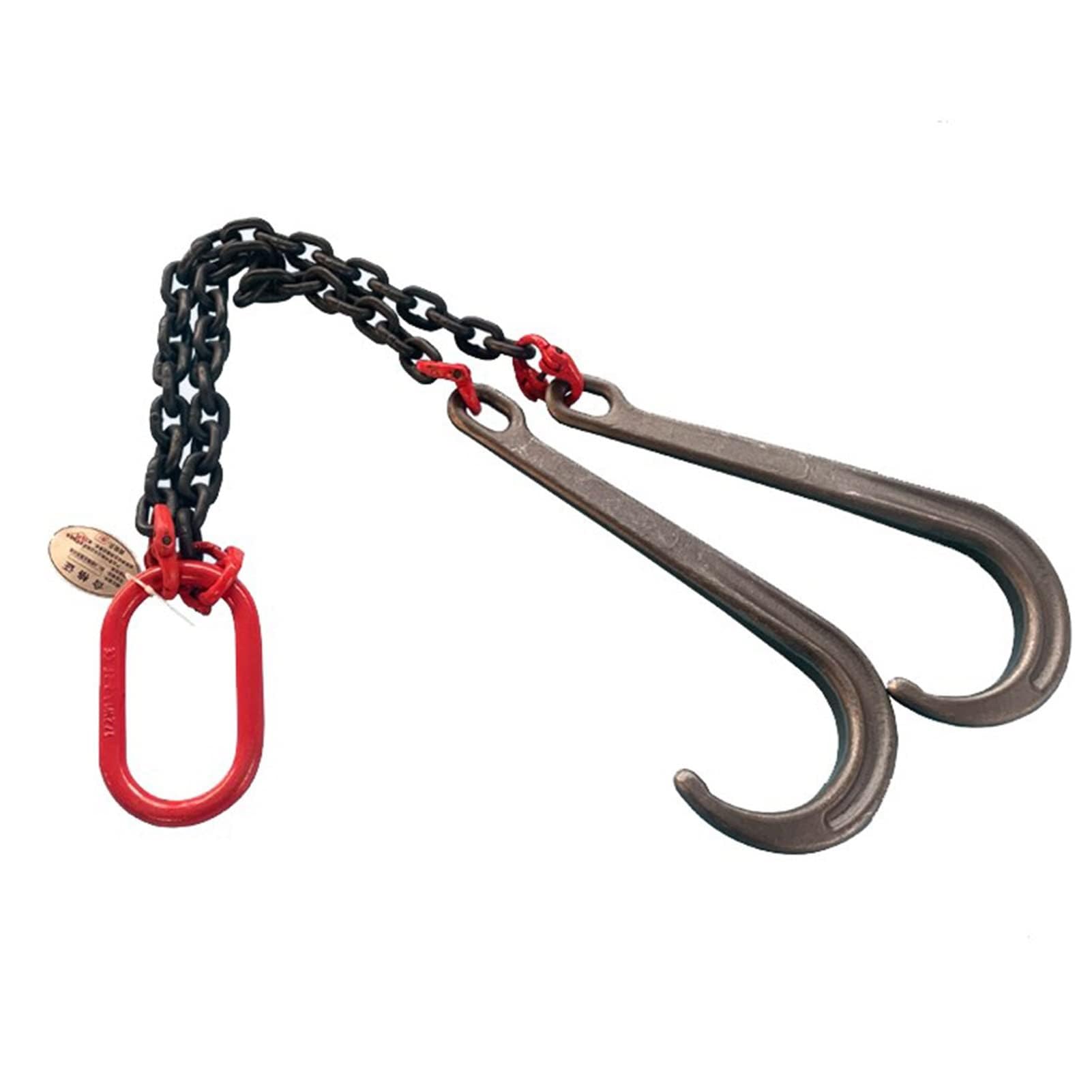 Ostacolo Auto Catena di Traino per Auto in Panne da 3 T, Gancio A J con Gambo Lungo - Gancio A Catena Sospeso Tipo J da 15 Pollici, Pacco di Carichi per Trasporto(2m)