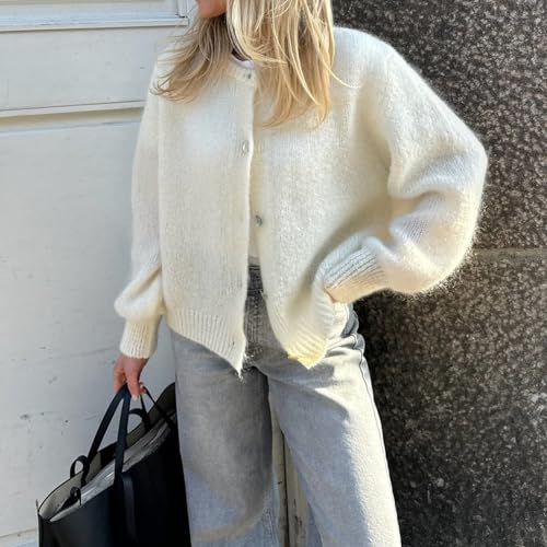 Image of Women Y2k Crop Cardigan Sweater Long Sleeve Button Down Cardigan Vintage Open Front Sweater Cute Knit Pullover Tops