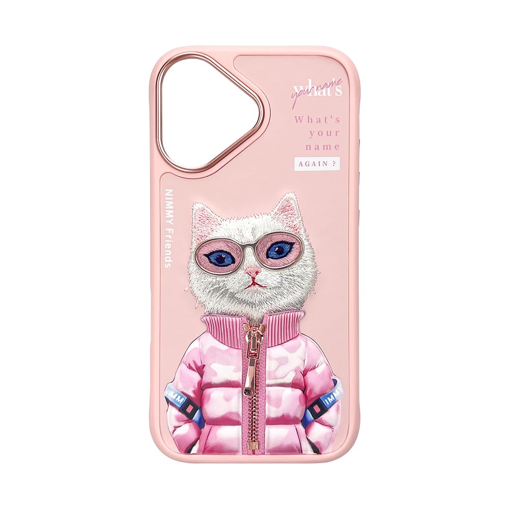 Nimmy COOL&Cute 2.0 Cat Coque compatible avec iPhone 16 Rose