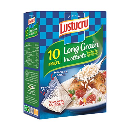 Lustucru arroz largo grano incollable 10 min 450 G- – Juego de 7