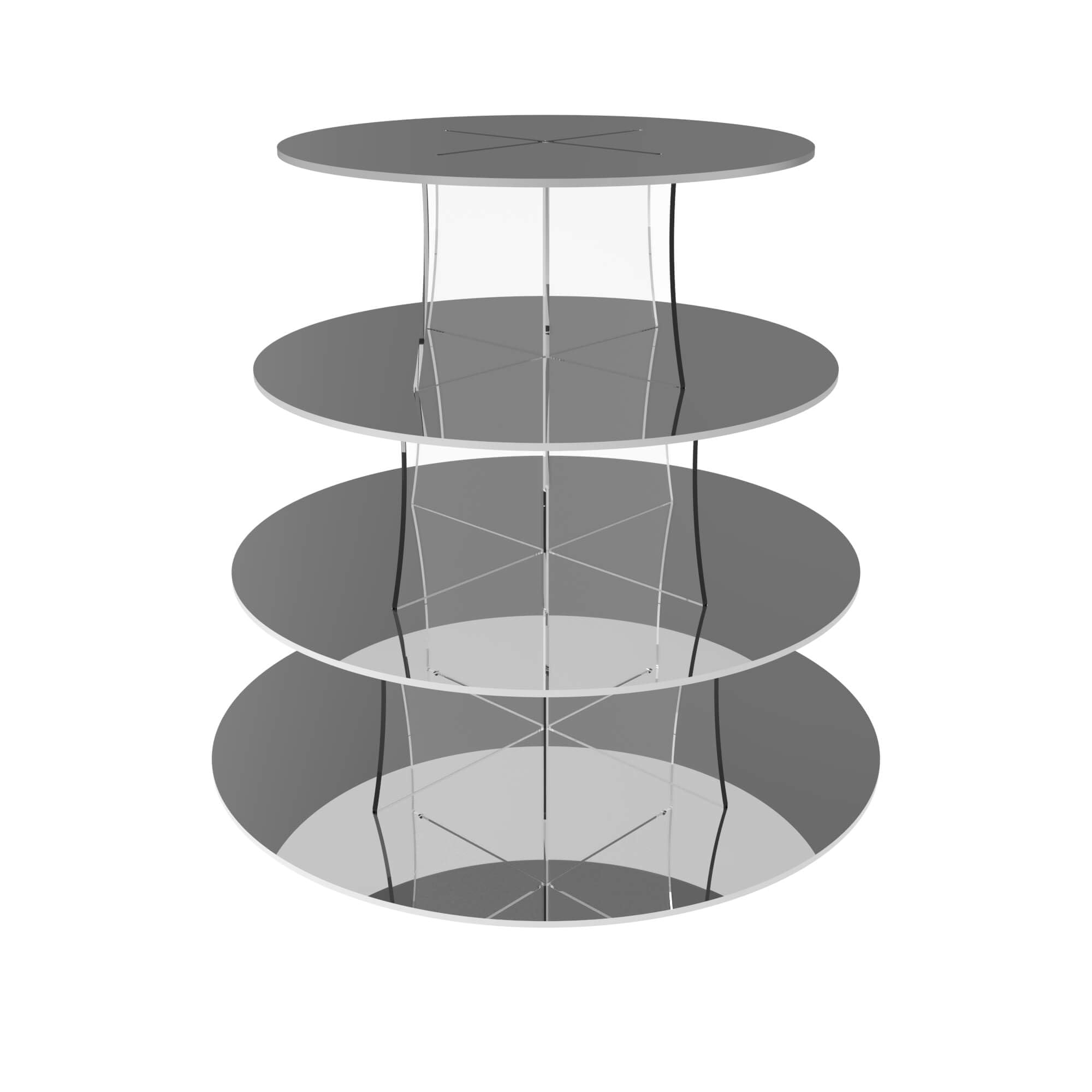 Chefkit Acrylic Cupcake Stand Display - Round (Mirror, 4 tier)
