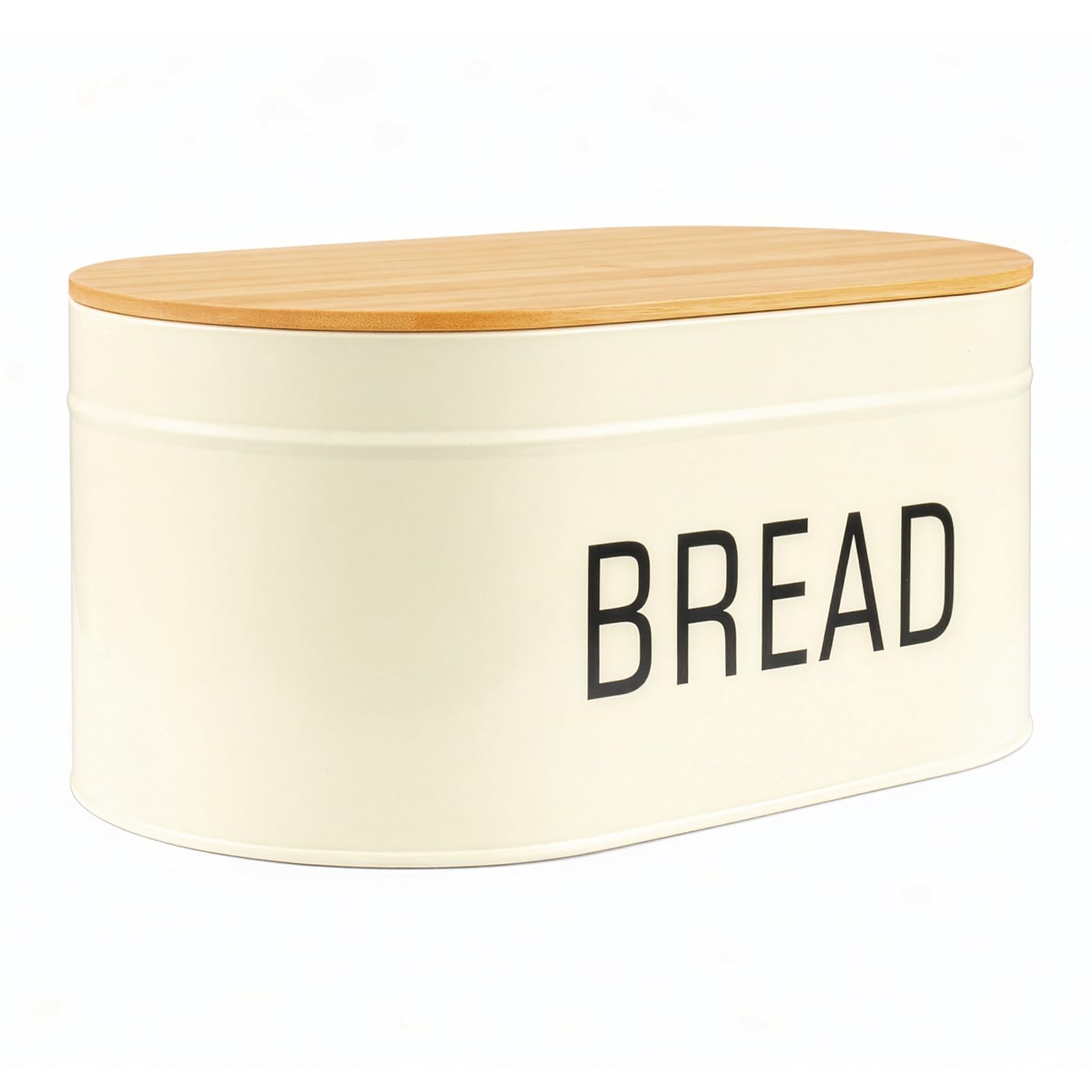 SUNNYNEST Nordic Scandi Bread 34x16x19.5cm Vintage Cream Kitchen Storage Box, Metal Bread Bin with Cutting Board Lid for Kitchen Counter,Large Bread Bin with Lid, Countertop Holder for Bagels, Rolls
