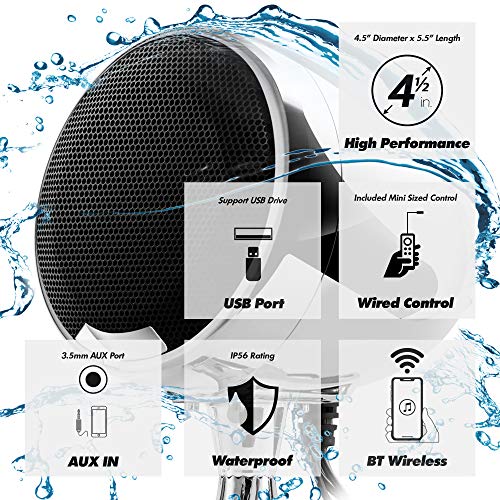 Gohawk An4-Qx All-In-One 1200W Built-In Amplifier 4.5" Waterproof Bluetooth Motorcycle Stereo 4 Speakers Audio Amp System Aux For 1-1.25" Ape-Hanger Handlebar Harley Cvo Touring Cruiser Custom #TOP2