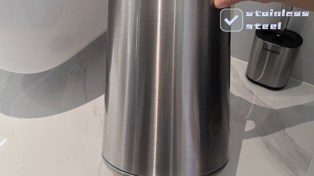 Image of 2.6Gallen Brushed Nickel Bathroom Trash Can with Lid, Stainless Steel Garbage Can with Flipping Lid,for Bathroom, Kitchen,Living Room,Bedroom,Hotel (Silver)