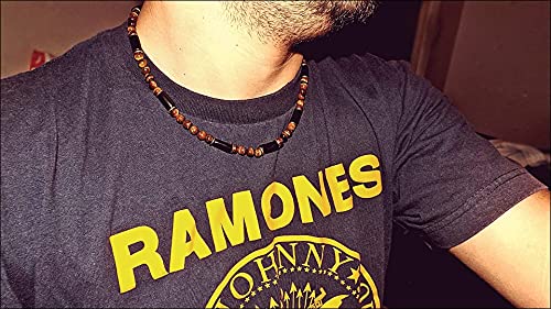 Gift For Men - Tiger Eye Necklace - Surfer Necklace - Fashion Boho Necklace - Tiger Eye And Black Onyx Gems - Unique Unisex Necklace #TOP4