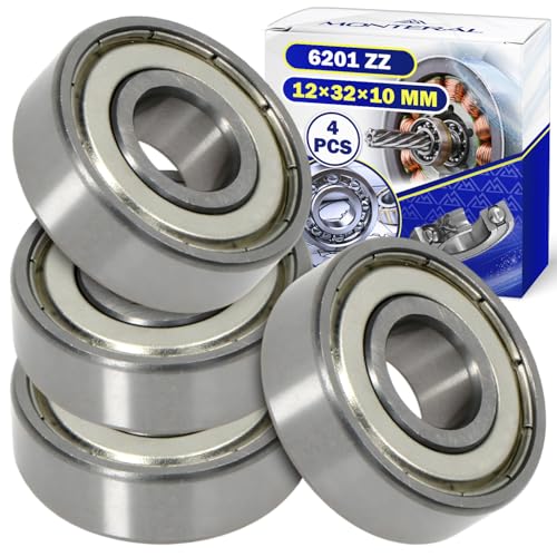 4 Pezzi Cuscinetti a Sfera 6201 ZZ per il Motore con Dimensione 12x32x10 mm - MONTERAL