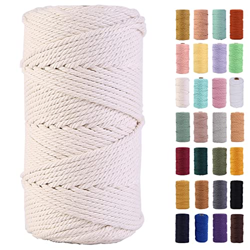 MAOQIAN Macrame Cord 3mm x 109Yards Colored Cotton Rope Colorful Cotton Cord Soft Craft Cord Twine for Wall Hanging Plant Hangers Crafts Decorative Projects