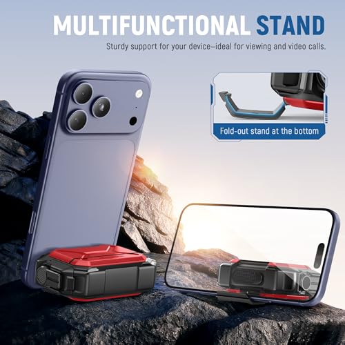 Image of MOBOSI for AirPods Pro 3 Case [IP68 Waterproof Case for iPods Pro 3&Compatible with MagSafe] Military Grade Protective Earpods Pro3 Cover with Secure Lock, Keychain & Phone Stand (2025),Red