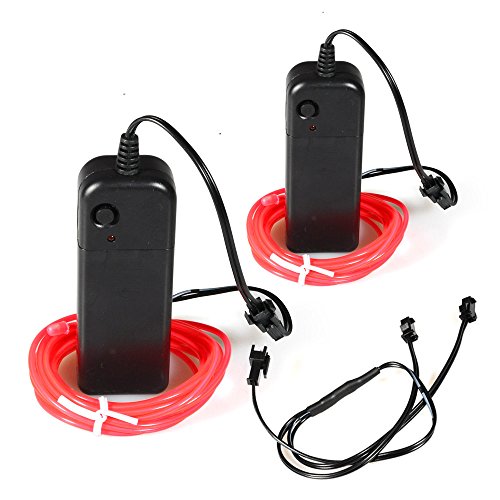 Preisvergleich Produktbild lychee Superhelles, tragbares, leuchtendes Neonlicht-El Drahtband mit Batteriefach für Party-Kostüme, Halloween, Burning Festival Dekoration (3 m & 2 Stück, Pink)