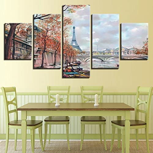 Quadro Romantica Torre Eiffel Di Parigi 5 Pezzi Stampa Su Tela In Xxl Immagini Moderni Murale Fotografia Grafica Decorazione Da Parete Con Cornice 150 X 100 Cm - Ufficio/Hotel/Ristorante/Foto/Poster - copertina