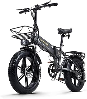 Ficyacto Electric Bikes For Adult 48V 16AH Electric Folding Bike Ebike With Removable Lithium-ion Battery 20 * 4.0 Fat Tire 8 Speed Gear,Range 37 Mile