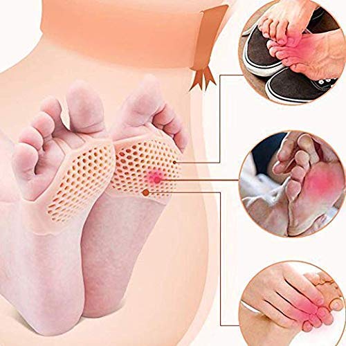 SVS ONLINE Anti Crack Full Length Silicon Moisturizing Heel Pads Socks + Silicone Gel Pad + Half Toe Pain Relief Cracks Foot Care Protector Pedicure Support for Men and Women (Beige, Free Size, Combo) 4