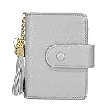 ZOOEASS Women's Mini Credit Card Case Wallet with ID Window and Card Holder purse 9 Colors(Gray)