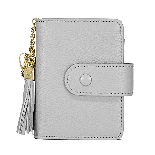 ZOOEASS Women's Mini Credit Card Case Wallet with ID Window and Card Holder purse 9 Colors(Gray)