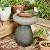 Glitzhome 20.75" H Outdoor Water Fountain with LED Light and Pump, Zen Style Faux Stone Texture Birdbath Outdoor Fountain with Birds Decor, Outdoor Floor Fountain for Porch Deck Patio Backyard